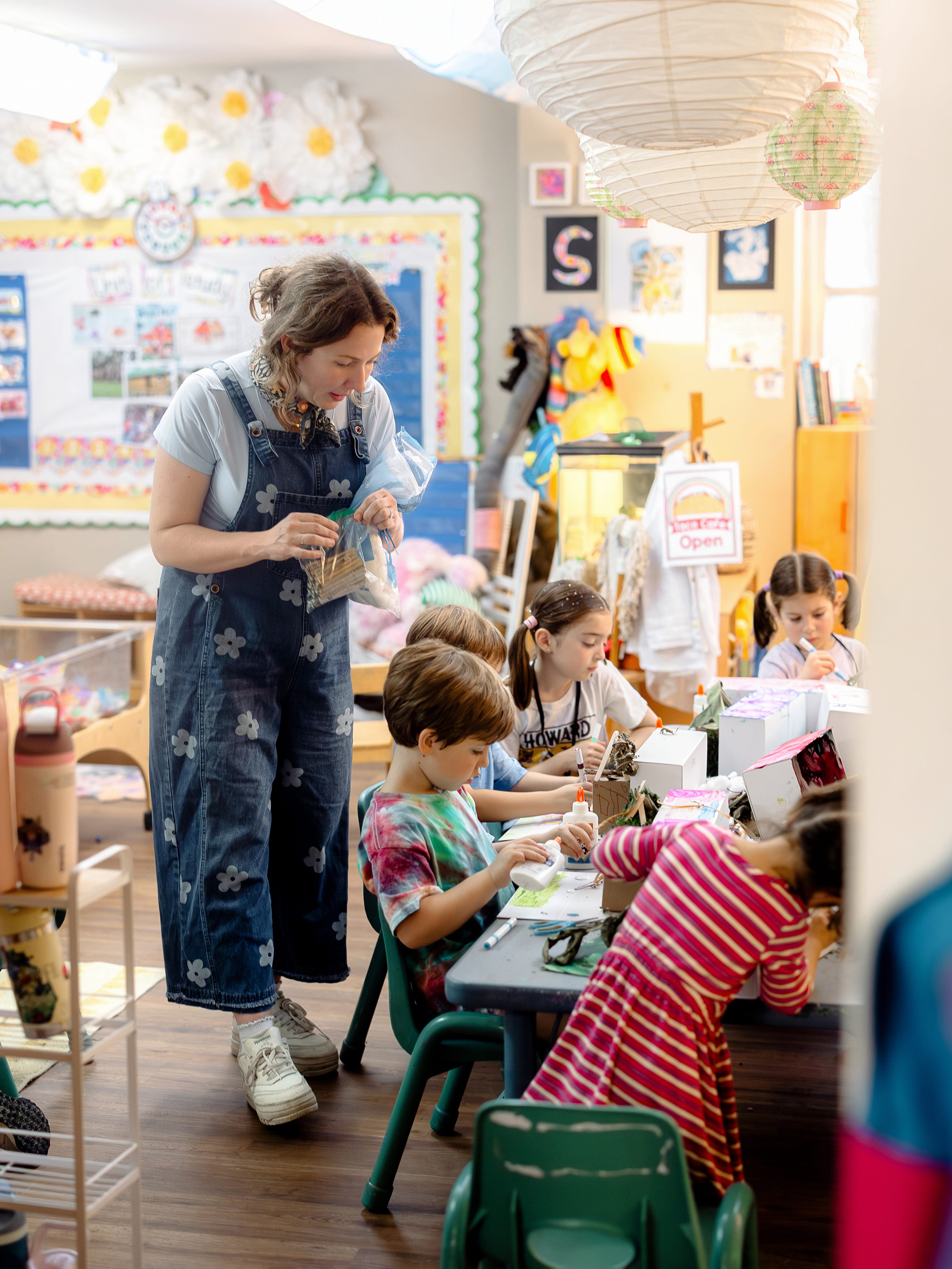 Children building and creating with hands-on art materials at Storybook Studio